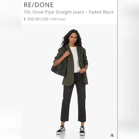 Re/Done 70s Stove Pipe Jeans High Rise Straight Leg in Faded Black 27 (4) - Picture 7 of 16